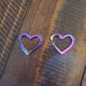 Huggie earrings oil slick